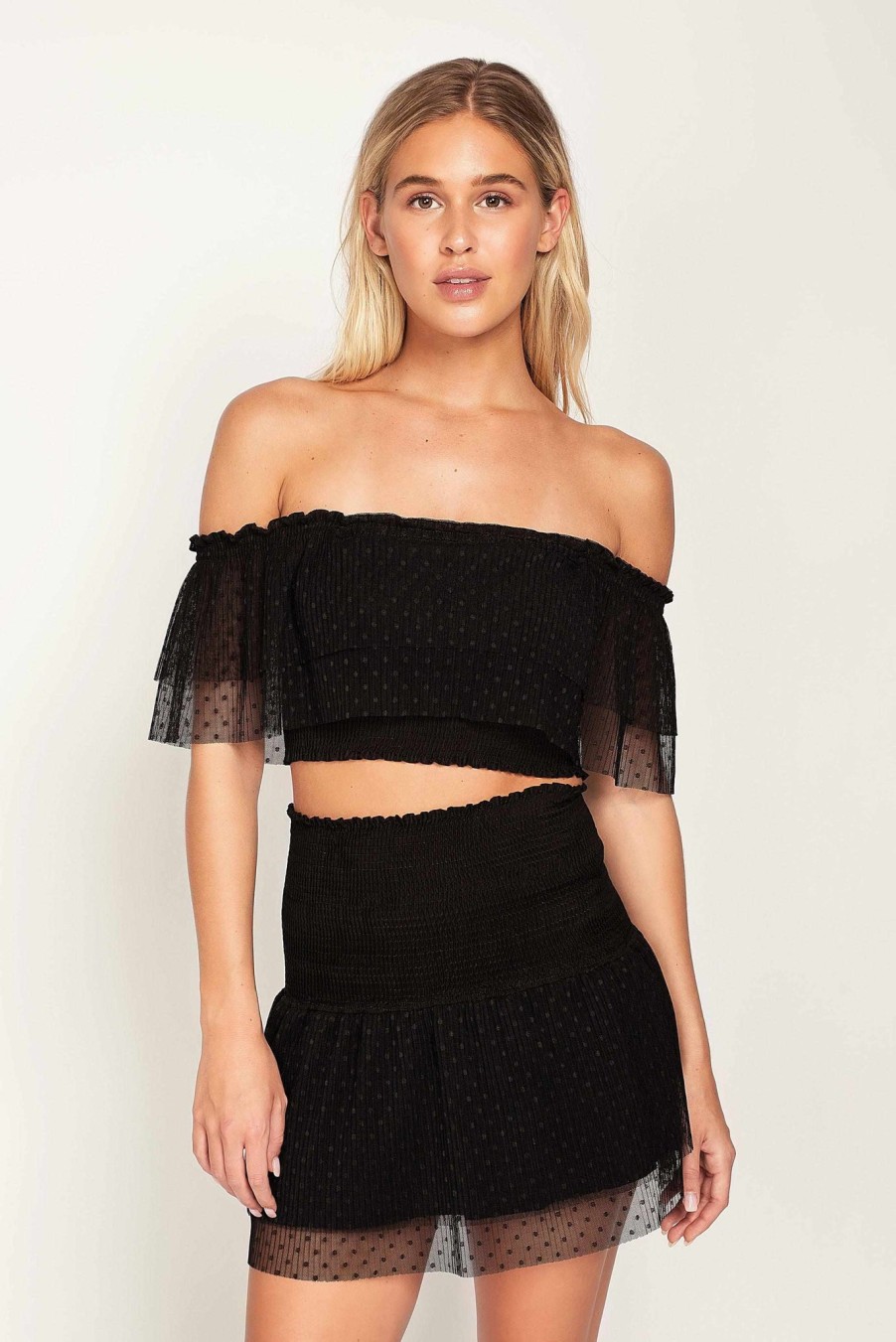 Peixoto Wear Chi Chi Crop Top Barcelona Black Tops