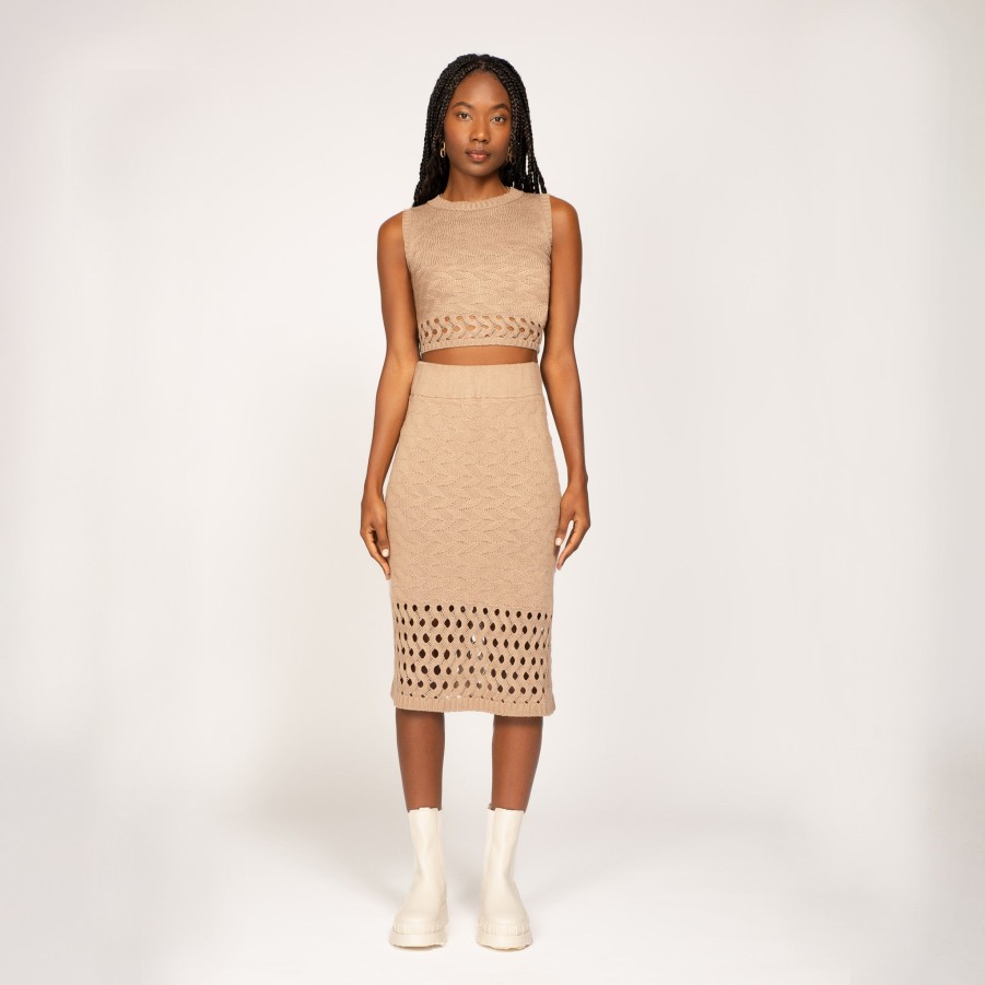 Peixoto Wear Leni Knit Skirt Camel Knit Skirts