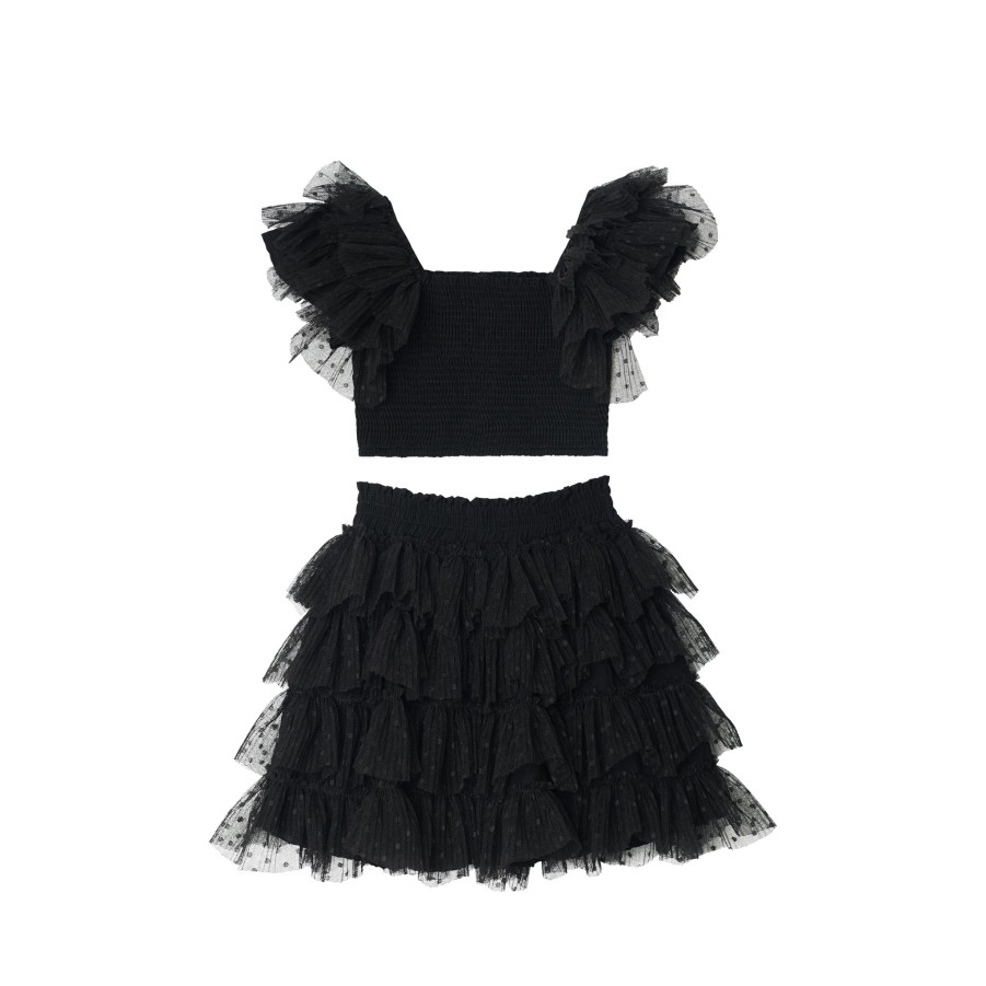 Peixoto Wear Little Gaby Skirt Set Barcelona Black Girls Cover-Ups