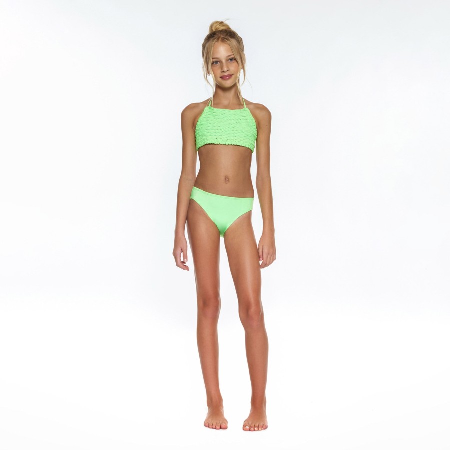 Peixoto Wear Little Amerie Crochet Bikini Set Disco Lime Girls Swim