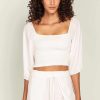 Peixoto Wear Lula Crop Top Patched White Tops