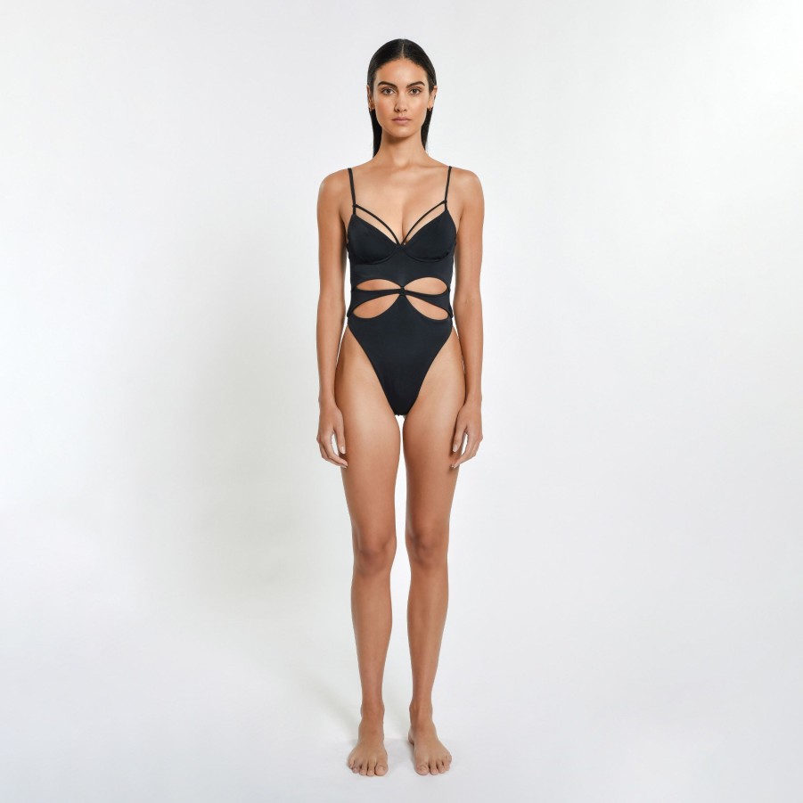 Peixoto Wear Elodie One-Piece Cheeky Bottom Black Bottoms